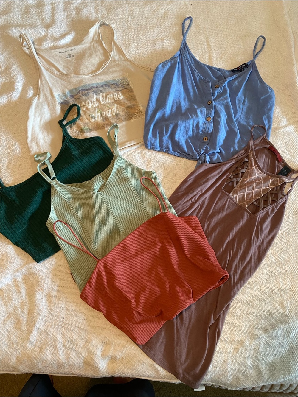Mixed Women’s Tank & Cami Top Bundle - White, Blue, Green, Mint, Rust, Mauve